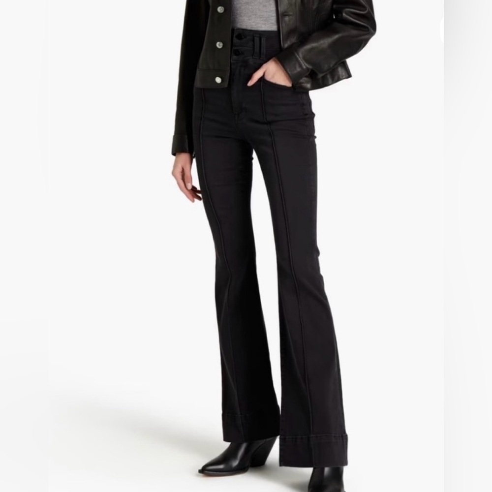 Frame Denim Black High-Rise Flare Jeans